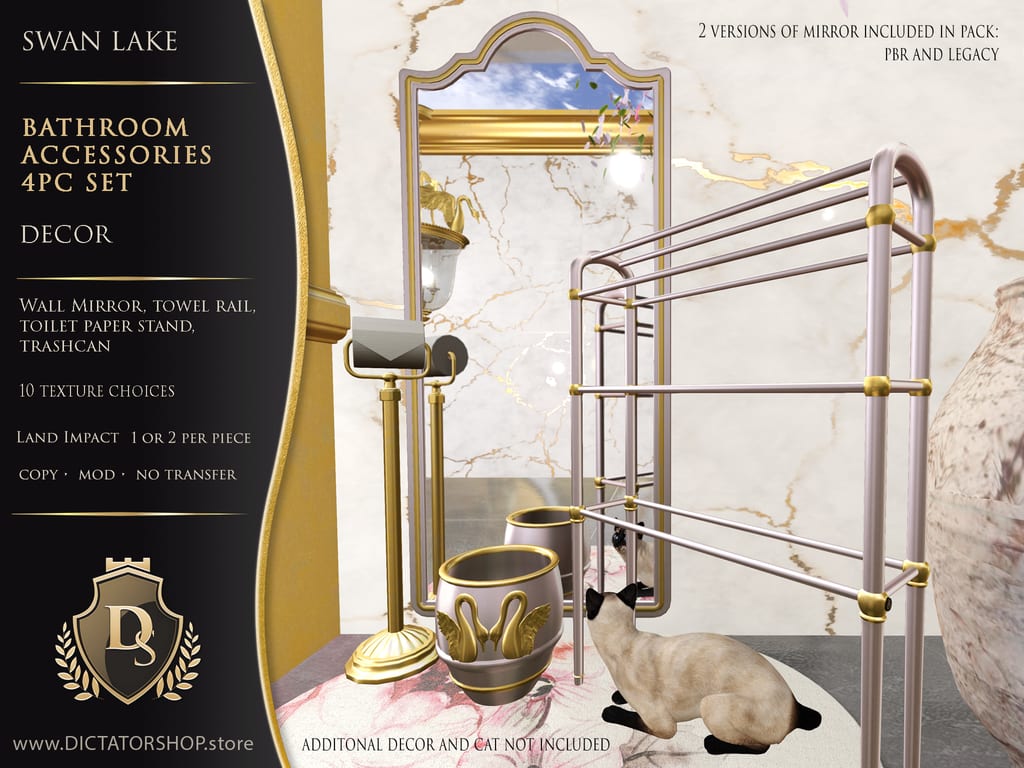 Swan Lake - Bathroom Accessories 4pc Set