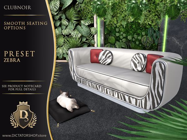 ClubNoir Smooth seating shown in Zebra